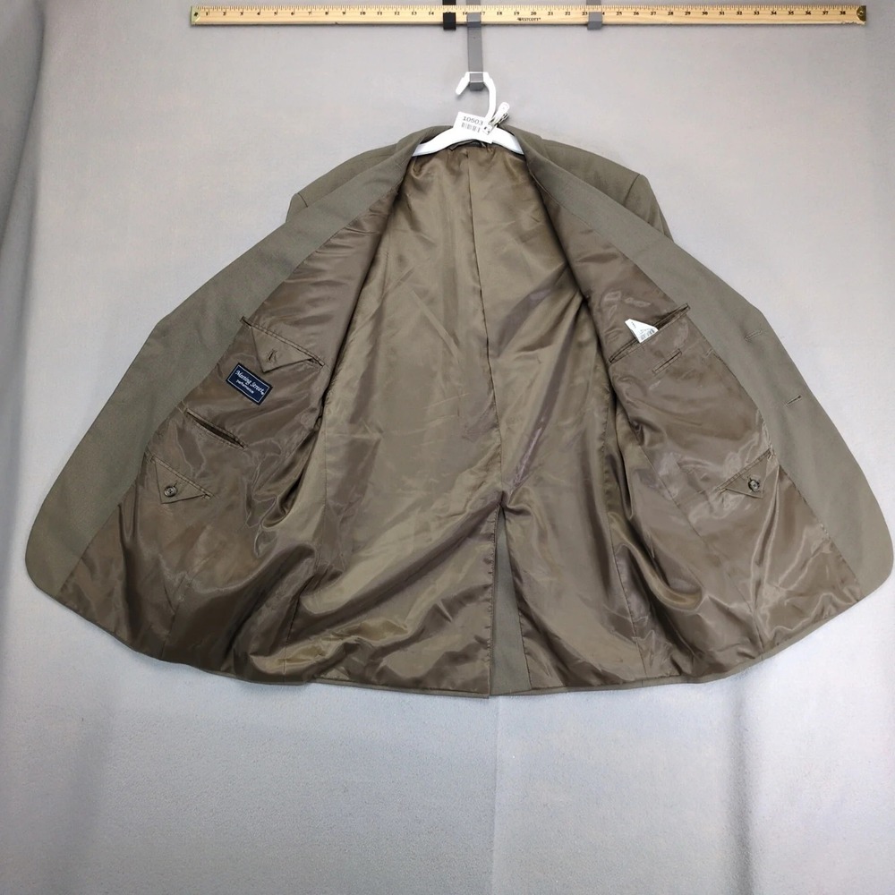 Meeting‎ Street Tan Suit Jacket Mens 46R Wool Blend Performance Blazer Classic - Picture 2 of 10